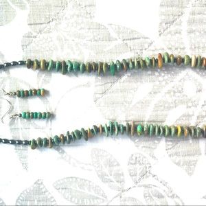 Green Turquoise Necklace and Matching Dangle Earrings